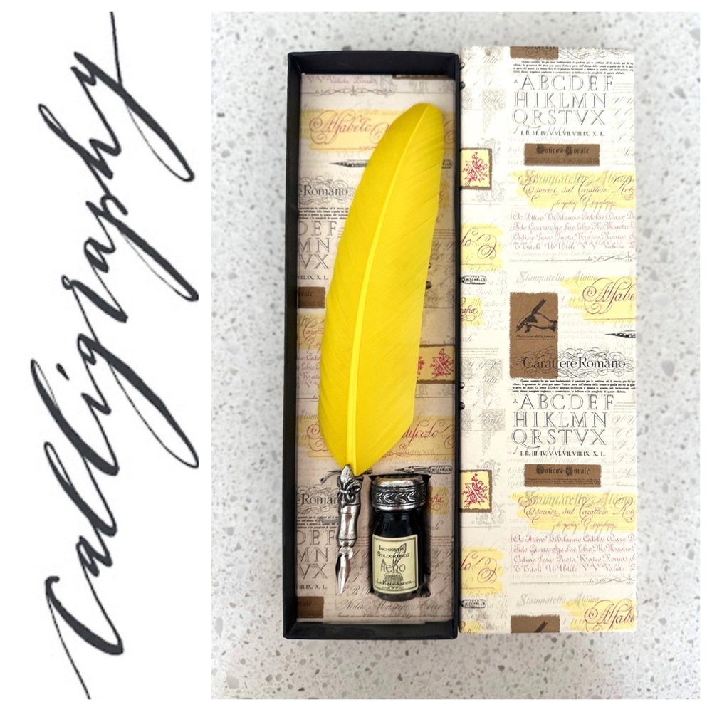 Calligraphy Fountain Pen By Carattere Romano Yellow RRP USD $45